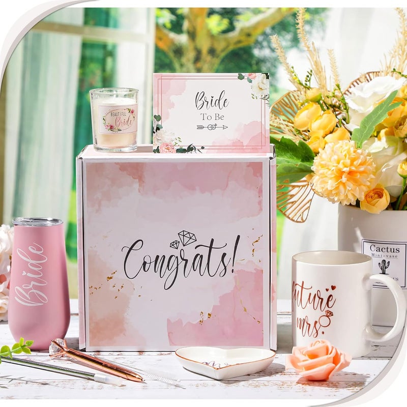 Nuenen Nuenen 8 Pieces Bride Gifts Box Bridal Shower Gifts Include Stainless Steel Tumbler Coffee Mug Scented Candle and Ring Dish Set for Bachelorette Wedding Bridal Shower Party SupliesFlowers  - Image 4