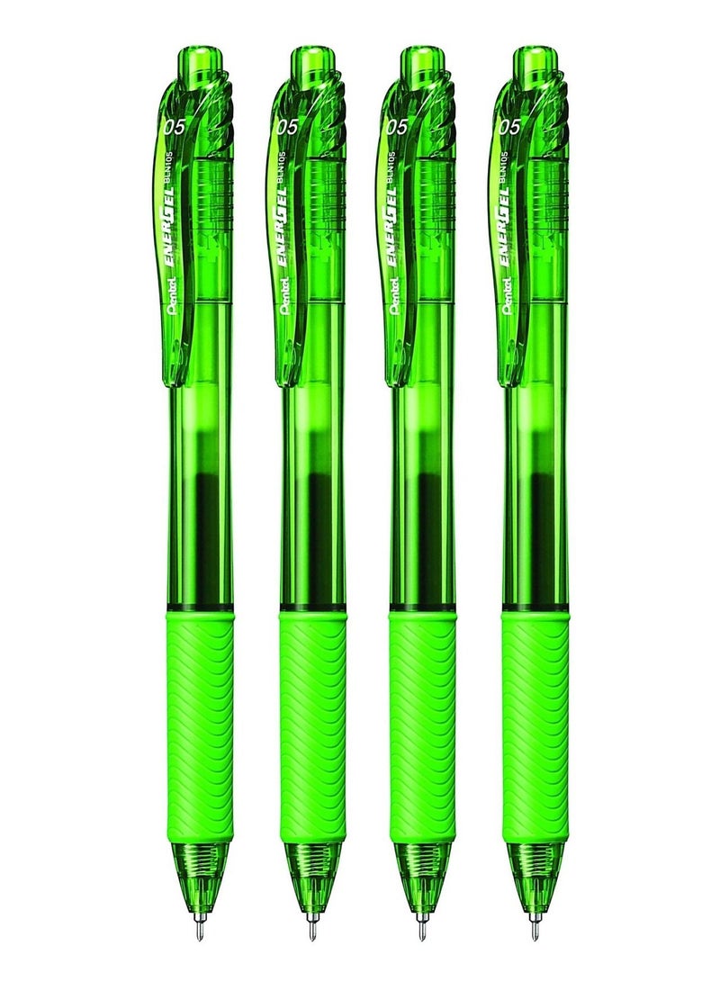 Pentel 4-Piece Energel Gel Ink Pen 0.5mm Tip Lime Green Ink - Image 1