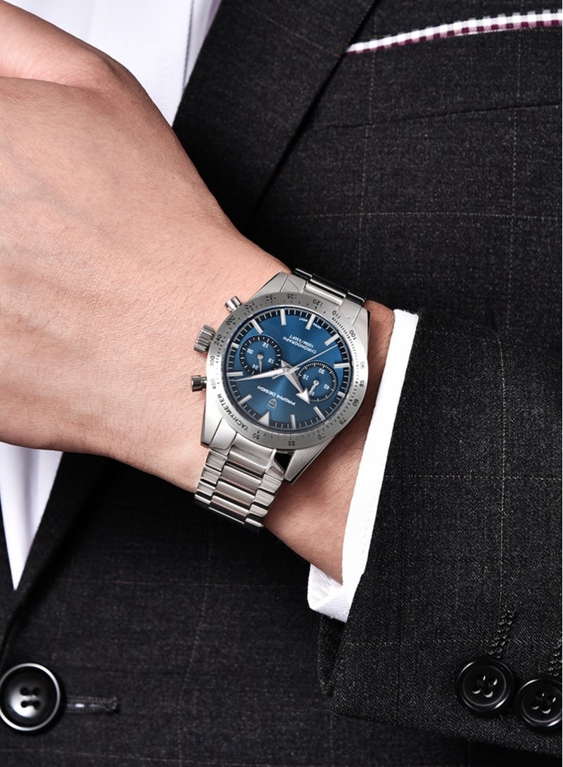 PAGANI DESIGN Men's Luxury Chronograph Quartz Watches, Stainless Steel 40MM Case, VK64 Quartz Movement, Sports Waterproof, Stainless Steel Strap, Dark Blue Dial Fashion Casual PD1766  - Image 2
