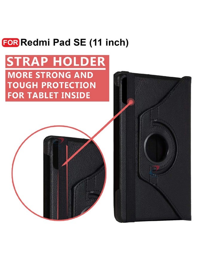 سيدو غطاء قابل للطي CEDO Redmi Pad SE (11 بوصة) | لمسة نهائية من الجلد | غطاء قابل للطي يدور 360 درجة | غطاء خلفي أنيق مقاوم للصدمات لجهاز Redmi Pad SE (11 بوصة) (أسود) - Image 3