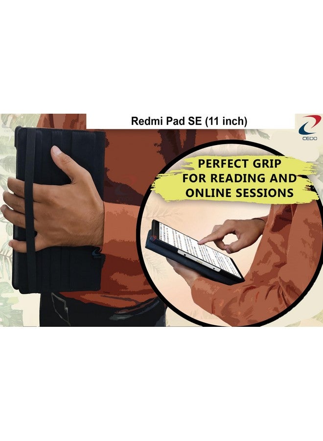 سيدو غطاء قابل للطي CEDO Redmi Pad SE (11 بوصة) | لمسة نهائية من الجلد | غطاء قابل للطي يدور 360 درجة | غطاء خلفي أنيق مقاوم للصدمات لجهاز Redmi Pad SE (11 بوصة) (أسود) - Image 4