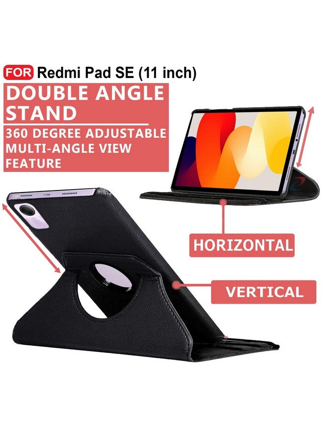 سيدو غطاء قابل للطي CEDO Redmi Pad SE (11 بوصة) | لمسة نهائية من الجلد | غطاء قابل للطي يدور 360 درجة | غطاء خلفي أنيق مقاوم للصدمات لجهاز Redmi Pad SE (11 بوصة) (أسود) - Image 2