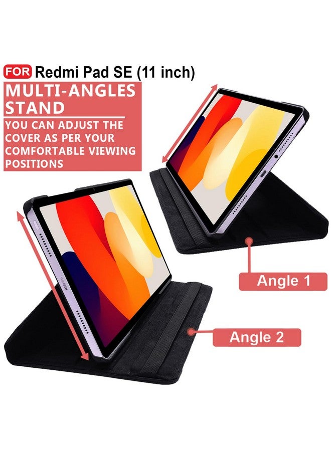 سيدو غطاء قابل للطي CEDO Redmi Pad SE (11 بوصة) | لمسة نهائية من الجلد | غطاء قابل للطي يدور 360 درجة | غطاء خلفي أنيق مقاوم للصدمات لجهاز Redmi Pad SE (11 بوصة) (أسود) - Image 5