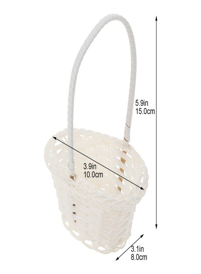 FELTECHELECTR 3pcs Woven Flower Basket Pastoral Style Decorative Storage Baskets for Fresh Dried Flowers Multi-functional Oval White Rattan Containers for Home Decor Floral Arrangement - Image 2