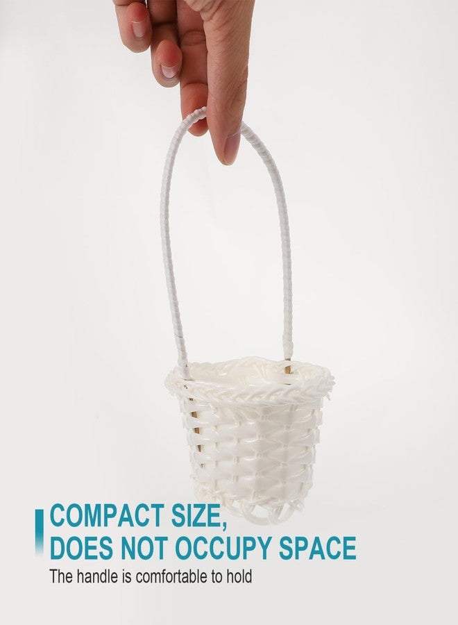 FELTECHELECTR 3pcs Woven Flower Basket Pastoral Style Decorative Storage Baskets for Fresh Dried Flowers Multi-functional Oval White Rattan Containers for Home Decor Floral Arrangement - Image 3