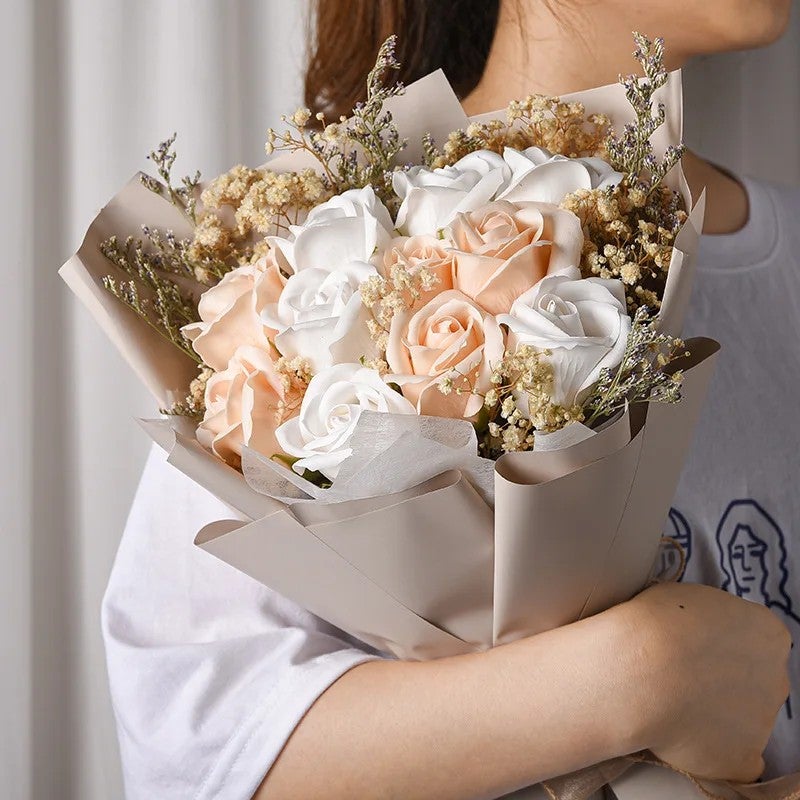 Bluejw Gypsophila Roses Dried Flower Bouquet - Eternal Soap Flower Gift for Best Friend, Birthday, Valentine's Day - Image 2