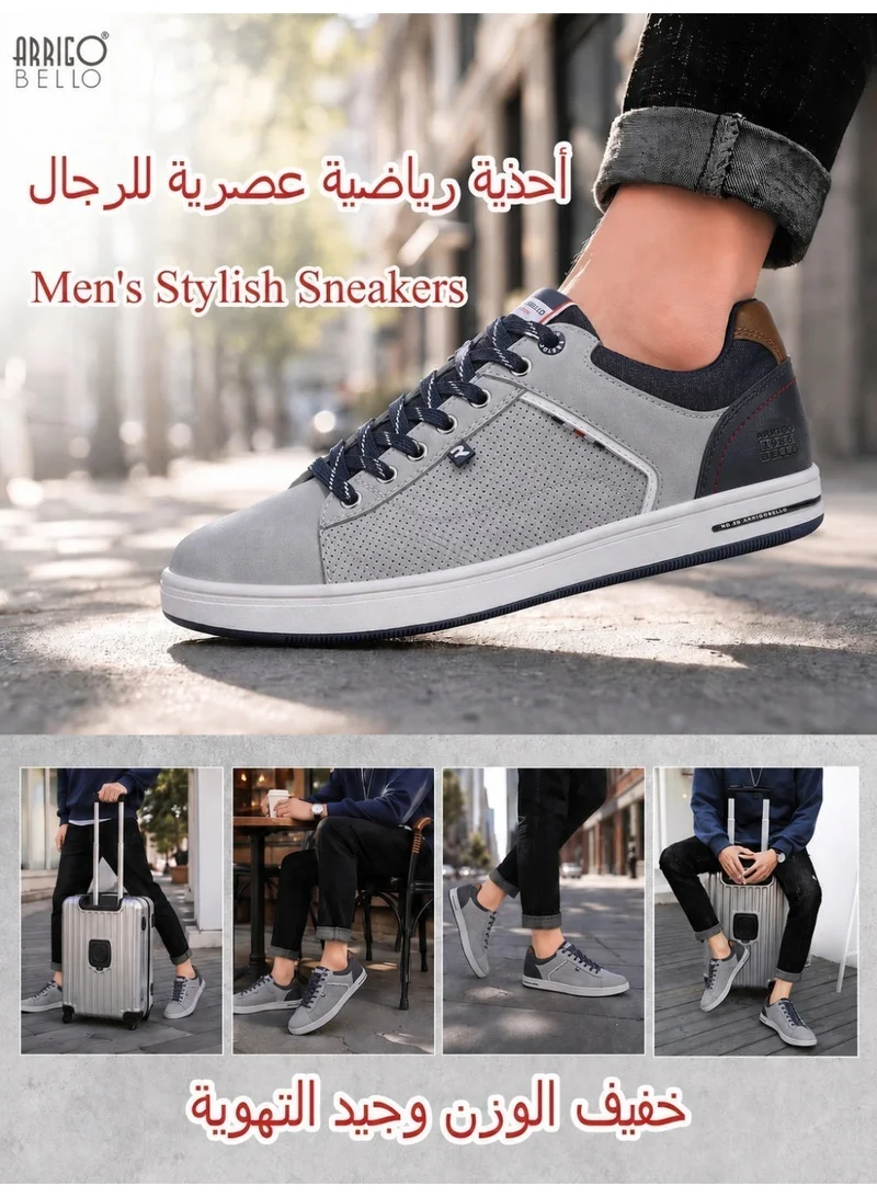 ARRIGO BELLO Grey ARRIGO BELLO Men's Stylish Sneakers Low Top Casual Lace-up Shoes for Daily Wear for Men | Best Price UAE