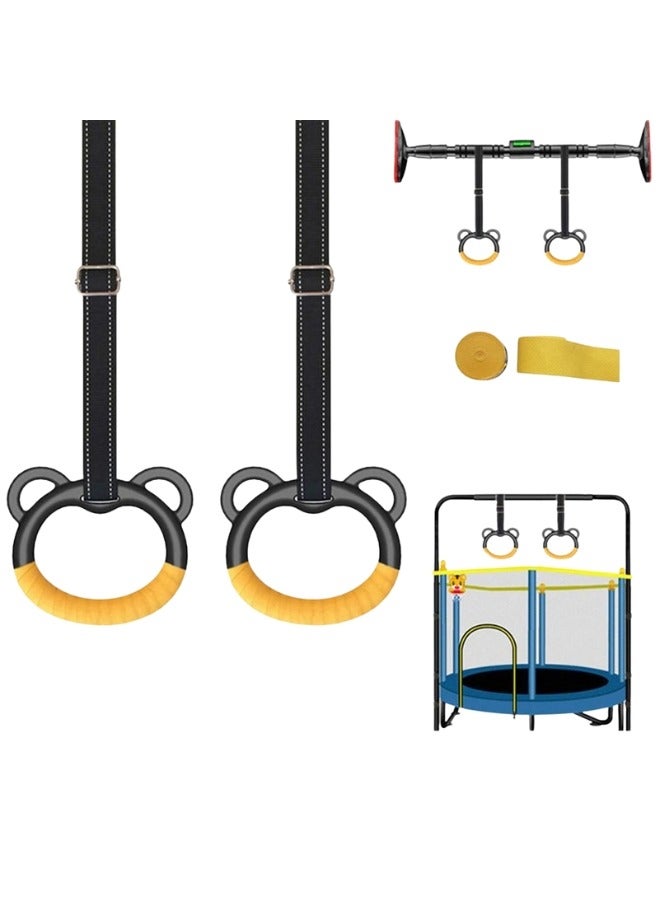 KANGAROO Adjustable Gymnastics Rings – Durable Fitness Arm Training Rings with Slip-Resistant Cartoon Cat Handles, Home & Gym - Image 4