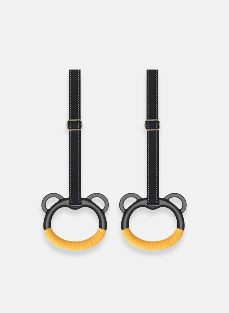 KANGAROO Adjustable Gymnastics Rings – Durable Fitness Arm Training Rings with Slip-Resistant Cartoon Cat Handles, Home & Gym - Image 1