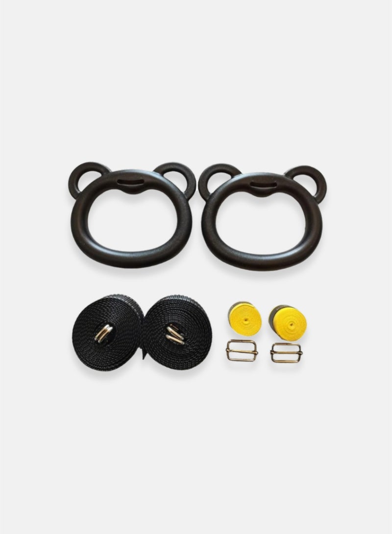 KANGAROO Adjustable Gymnastics Rings – Durable Fitness Arm Training Rings with Slip-Resistant Cartoon Cat Handles, Home & Gym - Image 2