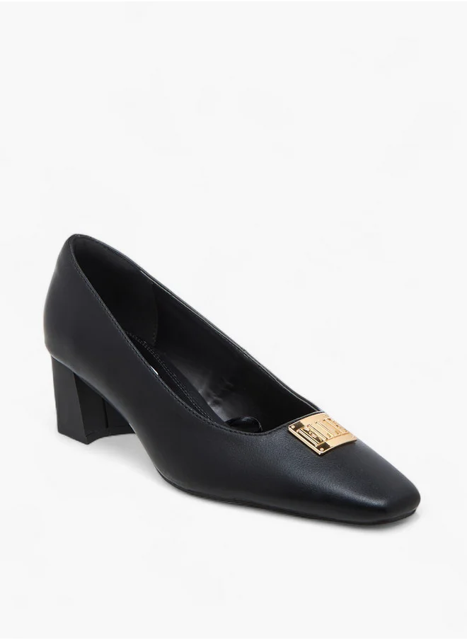 ايل Women's Logo Accent Slip-On Shoes with Block Heels - J00391-011