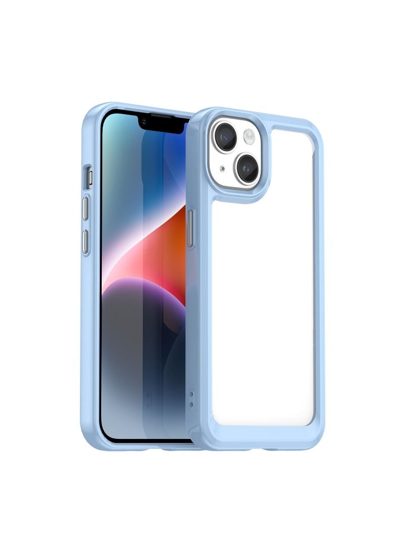 فيسوس آيفون 15 بلس ملون أكريليك + جراب هاتف أزرق