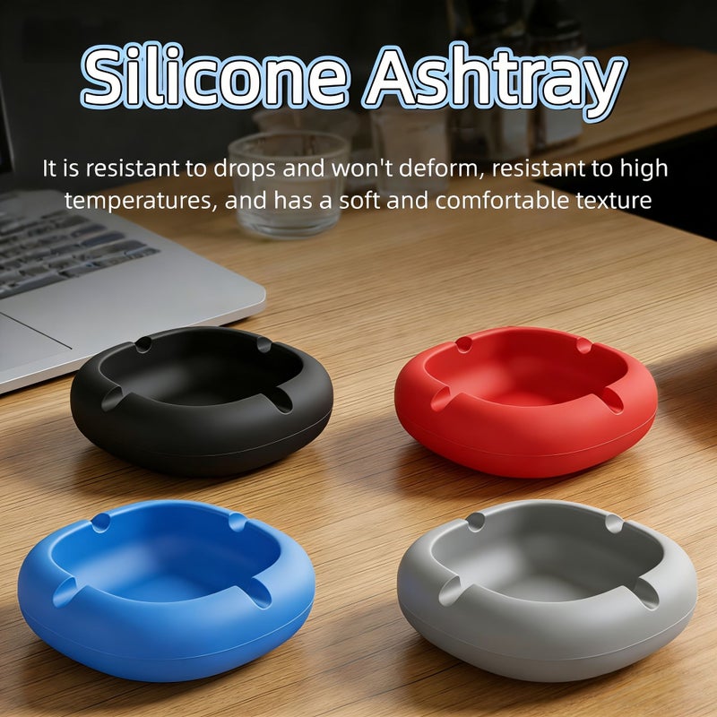 Grey Silicone Mini Square Ashtray Portable Ashtray for Home Office Bar - Image 1