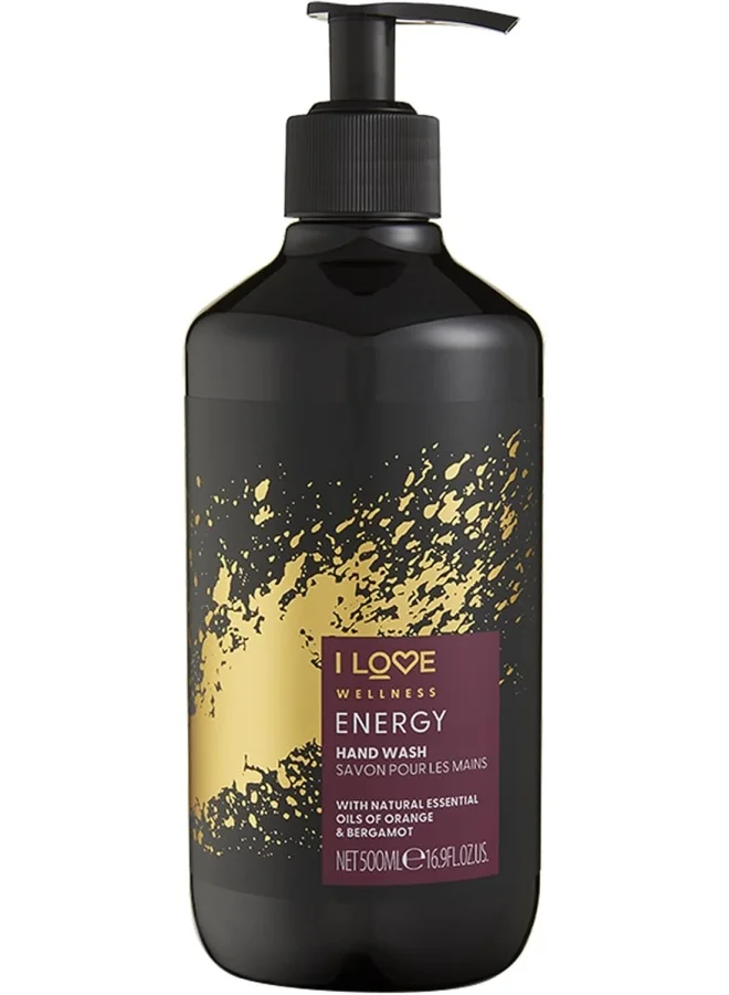 I LOVE I LOVE I Love Wellness Energy Hand Wash | Hydrating Hand Soap with Cardamom & Vitamin E | Essential Oil Infused | 16.9 oz | Refreshing & Moisturizing