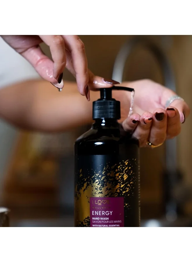 I LOVE I LOVE I Love Wellness Energy Hand Wash | Hydrating Hand Soap with Cardamom & Vitamin E | Essential Oil Infused | 16.9 oz | Refreshing & Moisturizing