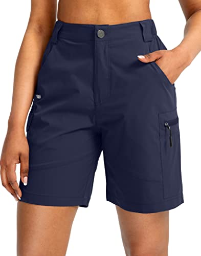 Viodia Women's 7" Hiking Cargo Shorts with Pockets Quick Dry Lightweight Shorts for Women Golf Casual Summer Shorts Navy - Image 2