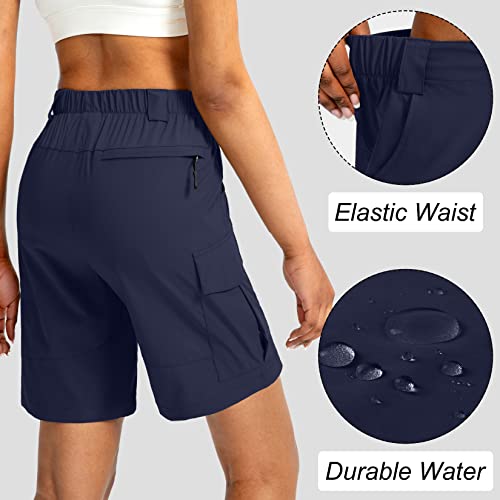 Viodia Women's 7" Hiking Cargo Shorts with Pockets Quick Dry Lightweight Shorts for Women Golf Casual Summer Shorts Navy - Image 3