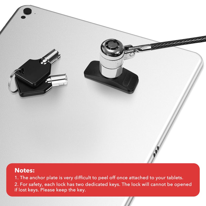 AboveTEK Laptop Lock, Tablet Lock Security Cable, 2 Keys Sturdy Steel iPad Locking Kit w/Adhesive Anchors, Anti Theft Hardware Protection for iPhone Mobile Notebook Computer Monitor MacBook Laptop - Image 5