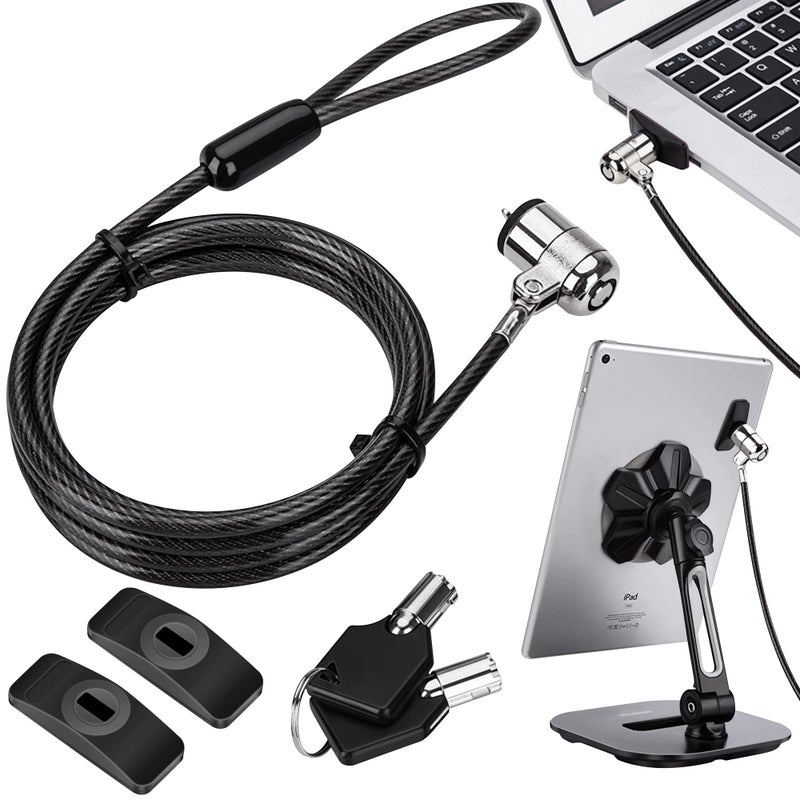 AboveTEK Laptop Lock, Tablet Lock Security Cable, 2 Keys Sturdy Steel iPad Locking Kit w/Adhesive Anchors, Anti Theft Hardware Protection for iPhone Mobile Notebook Computer Monitor MacBook Laptop - Image 1