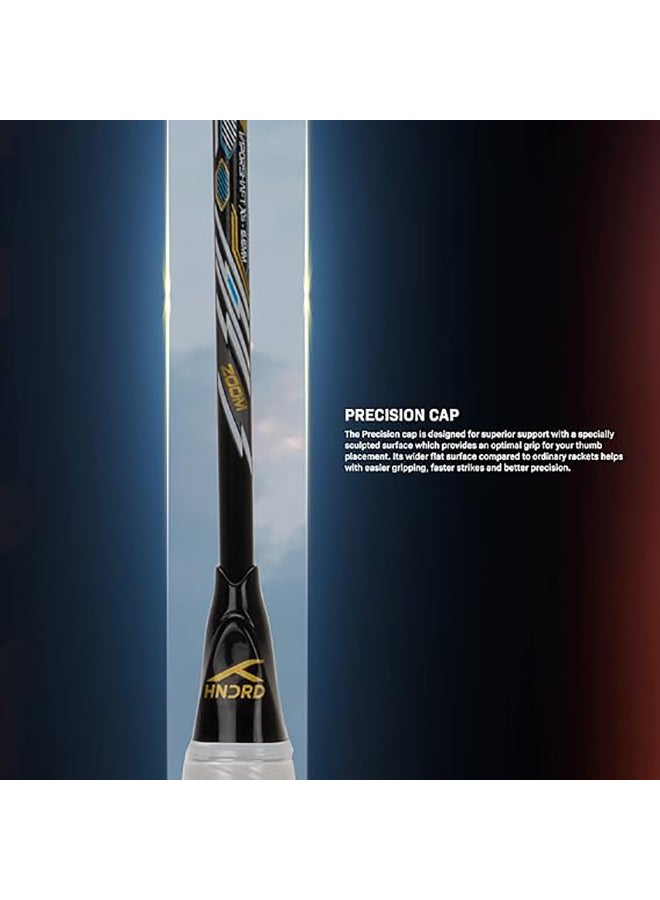 HUNDRED FLUTTER S ZOOM Carbon Fibre Strung Badminton Racket with Full Racket Cover | For Intermediate Players | 78 grams | Maximum String Tension - 32lbs - Image 4