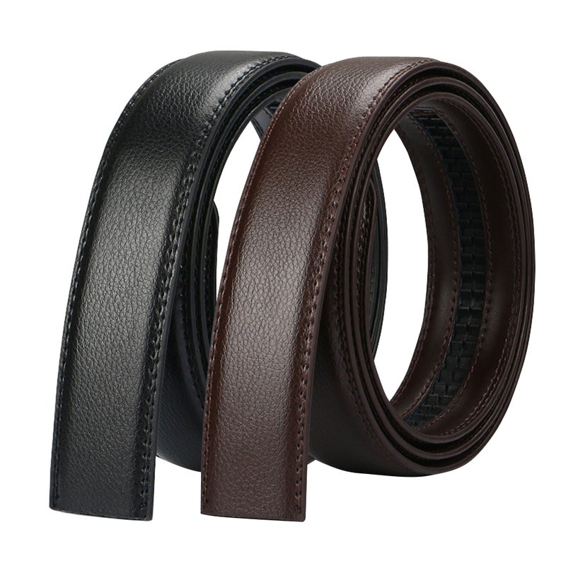 4 PCS Leisure Male Business Waistband Full Matching Headless Belts Stylish Simple Leather Belts for Middle-aged Youth Male Wearing (Black+Brown) - Image 2