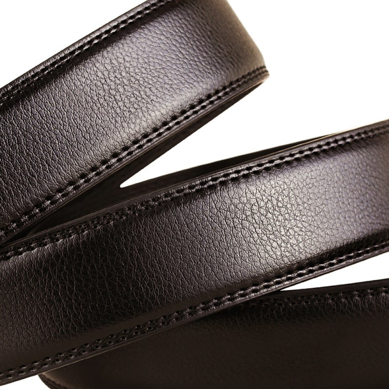 4 PCS Leisure Male Business Waistband Full Matching Headless Belts Stylish Simple Leather Belts for Middle-aged Youth Male Wearing (Black+Brown) - Image 4