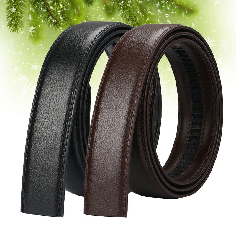 4 PCS Leisure Male Business Waistband Full Matching Headless Belts Stylish Simple Leather Belts for Middle-aged Youth Male Wearing (Black+Brown) - Image 1