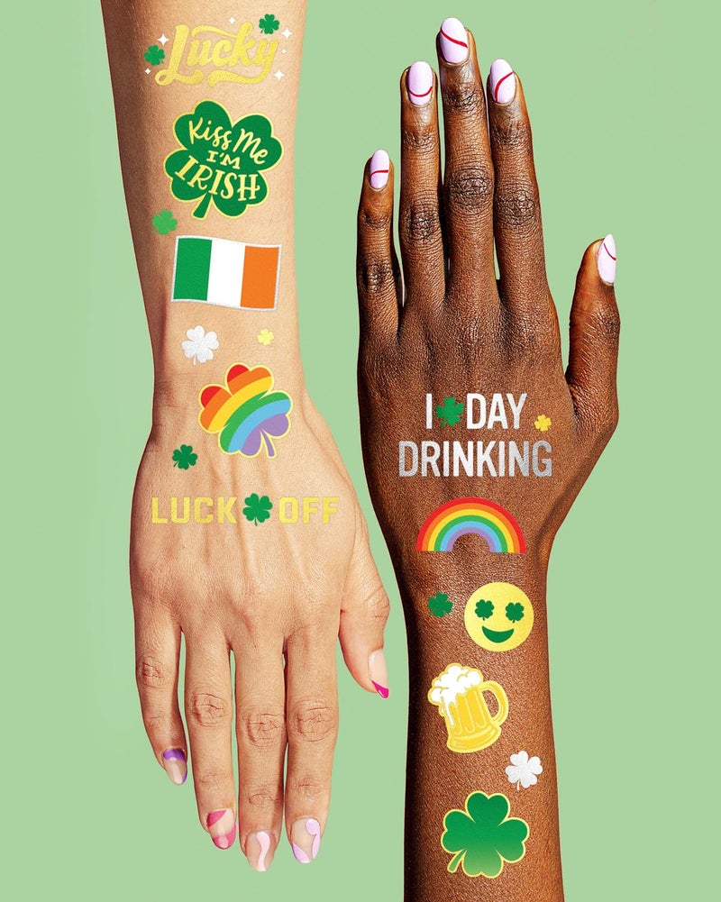 xo, Fetti St Patricks Day Temporary Tattoos - 54 Glitter Styles | Shamrock Supplies, Kiss Me I'm Irish Party, St Patty's Day, Leprechauns Arts and Crafts - Image 5