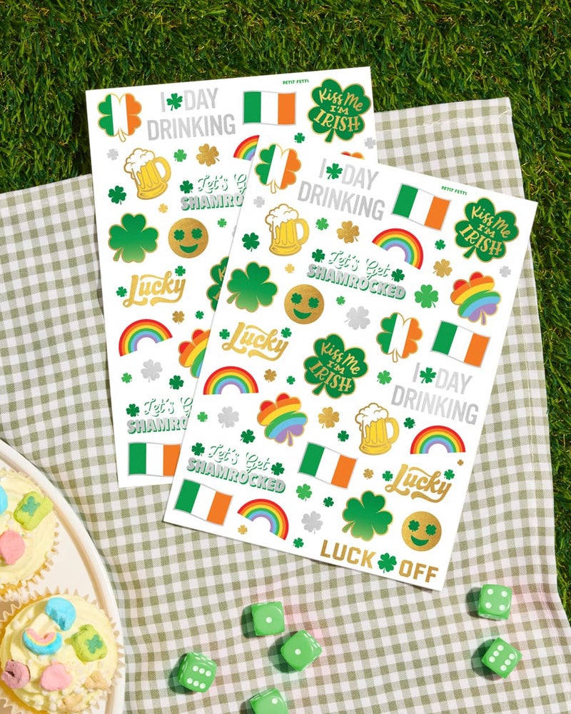xo, Fetti St Patricks Day Temporary Tattoos - 54 Glitter Styles | Shamrock Supplies, Kiss Me I'm Irish Party, St Patty's Day, Leprechauns Arts and Crafts - Image 2