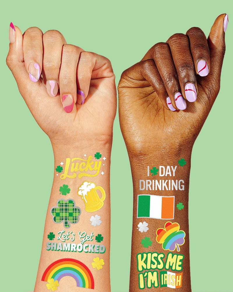 xo, Fetti St Patricks Day Temporary Tattoos - 54 Glitter Styles | Shamrock Supplies, Kiss Me I'm Irish Party, St Patty's Day, Leprechauns Arts and Crafts - Image 3