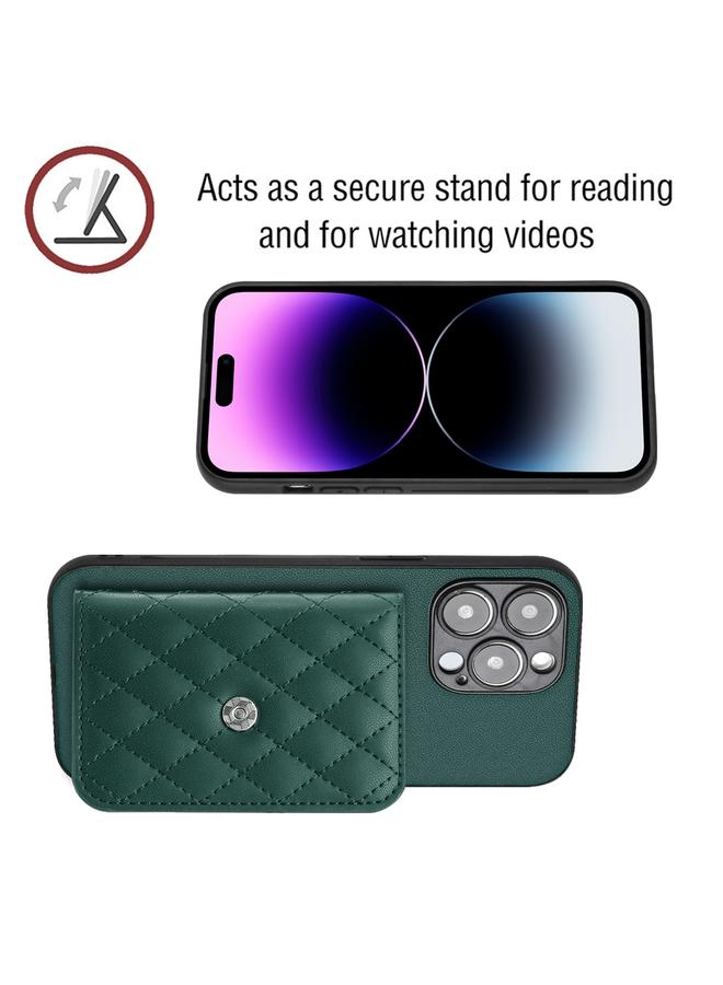 Zaboon Case For iPhone 13 Pro Rhombic Texture Card Bag RFID Phone Case with Long Lanyard - Image 4