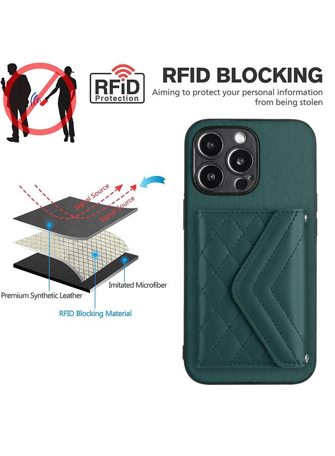 Zaboon Case For iPhone 13 Pro Rhombic Texture Card Bag RFID Phone Case with Long Lanyard - Image 5