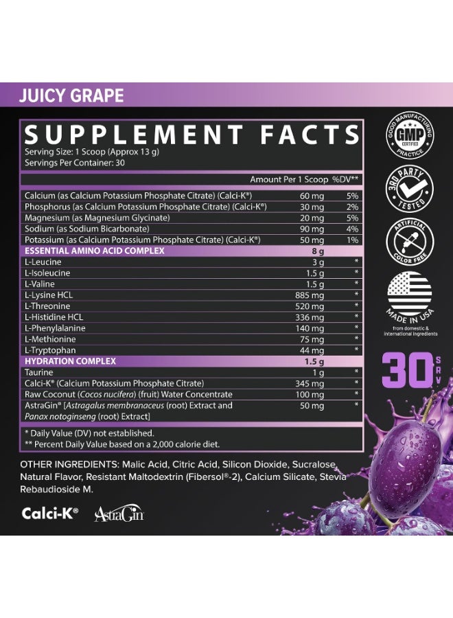 Nutrex Research EAA Hydration | EAAs + BCAA Powder | Muscle Recovery, Strength, Muscle Building, Endurance | 8G Essential Amino Acids + Electrolytes, 30 Serving Juicy Grape 390g - Image 3