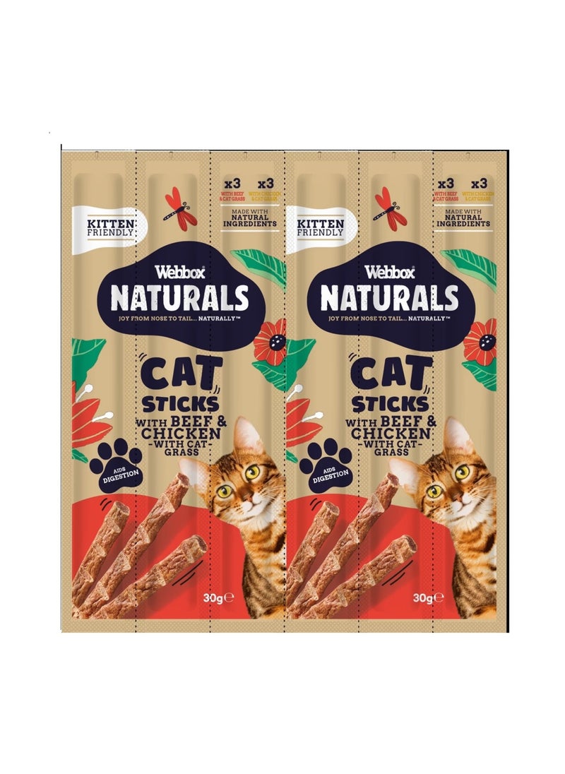 Webbox Naturals Cat Sticks Beef And Chicken 3 x 30g 