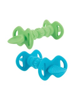 Nuby Dipeez 2 In 1 Silicone Spoons/Dipper, 2Pk, Blue/Green  - Image 1