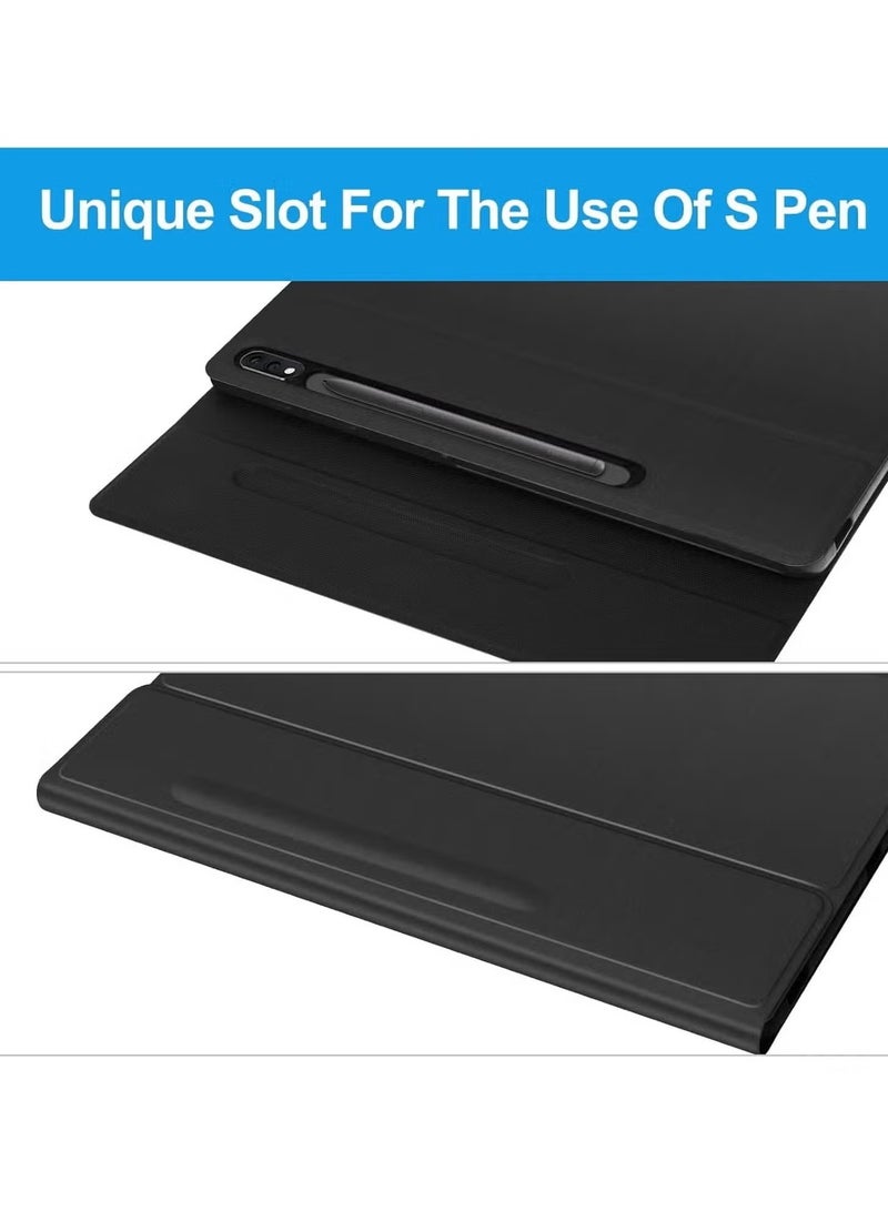 TIGER Samsung Galaxy Tab S8 Plus/S7 FE/S7 Plus 12.4” Keyboard Case | Magnetic Detachable Bluetooth Keyboard with Protective Stand Cover | S Pen Charging Support for Tab S8+ 2022, S7 FE 2021 -- S7+ 2020, Black - Image 2