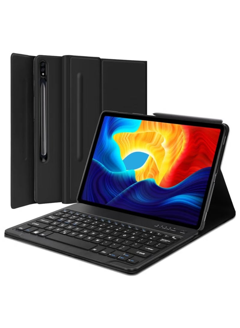 TIGER Samsung Galaxy Tab S8 Plus/S7 FE/S7 Plus 12.4” Keyboard Case | Magnetic Detachable Bluetooth Keyboard with Protective Stand Cover | S Pen Charging Support for Tab S8+ 2022, S7 FE 2021 -- S7+ 2020, Black - Image 1