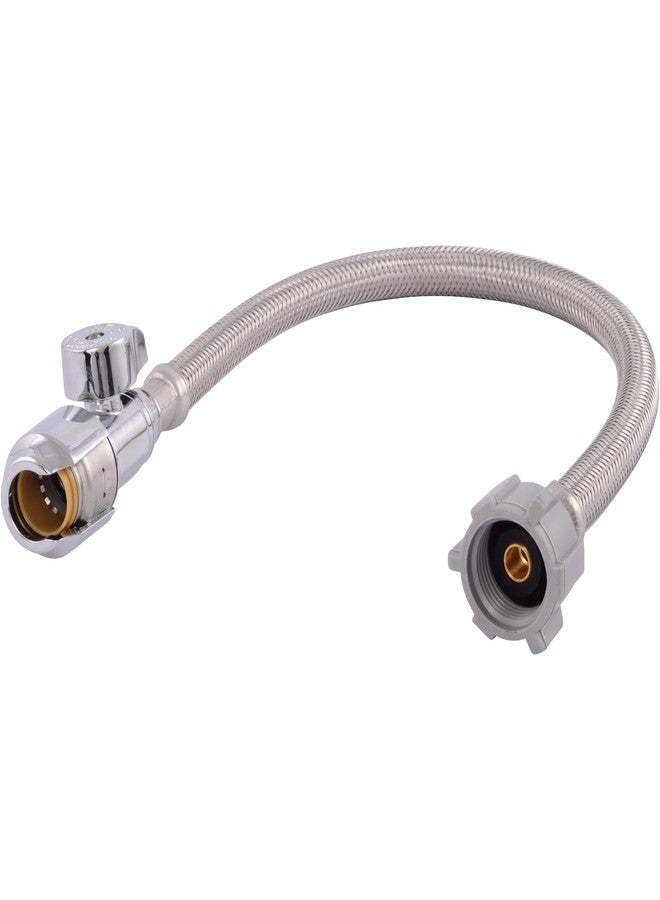 SharkBite Max 16 Inch Stainless Steel Braided Toilet Connector with 1/2 Inch Straight Stop Valve, 7/8 Inch Ballcock Connection, PEX Pipe, Copper, CPVC, PE-RT, HDPE, UR24686 - Image 1