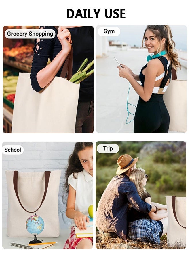 HOOTO 2 Pack Premium Canvas Reusable Tote Gift Bags Made of Natural Canvas with Handles for Work, DIY, Shopping - Image 4