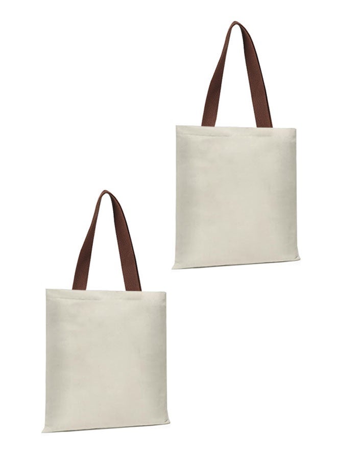 HOOTO 2 Pack Premium Canvas Reusable Tote Gift Bags Made of Natural Canvas with Handles for Work, DIY, Shopping - Image 1
