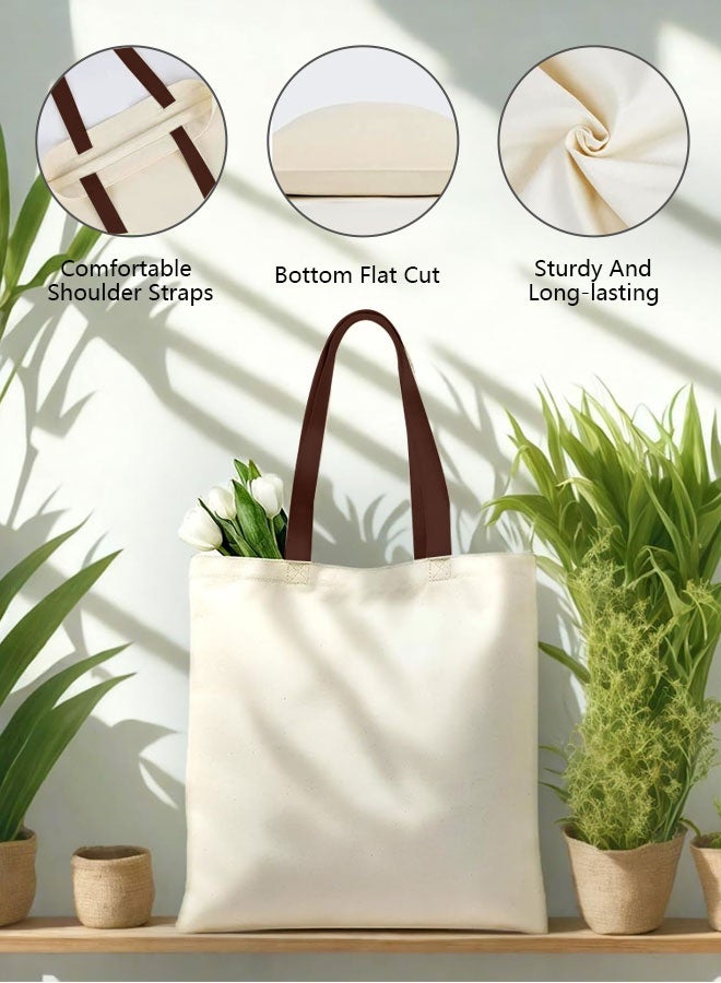 HOOTO 2 Pack Premium Canvas Reusable Tote Gift Bags Made of Natural Canvas with Handles for Work, DIY, Shopping - Image 3