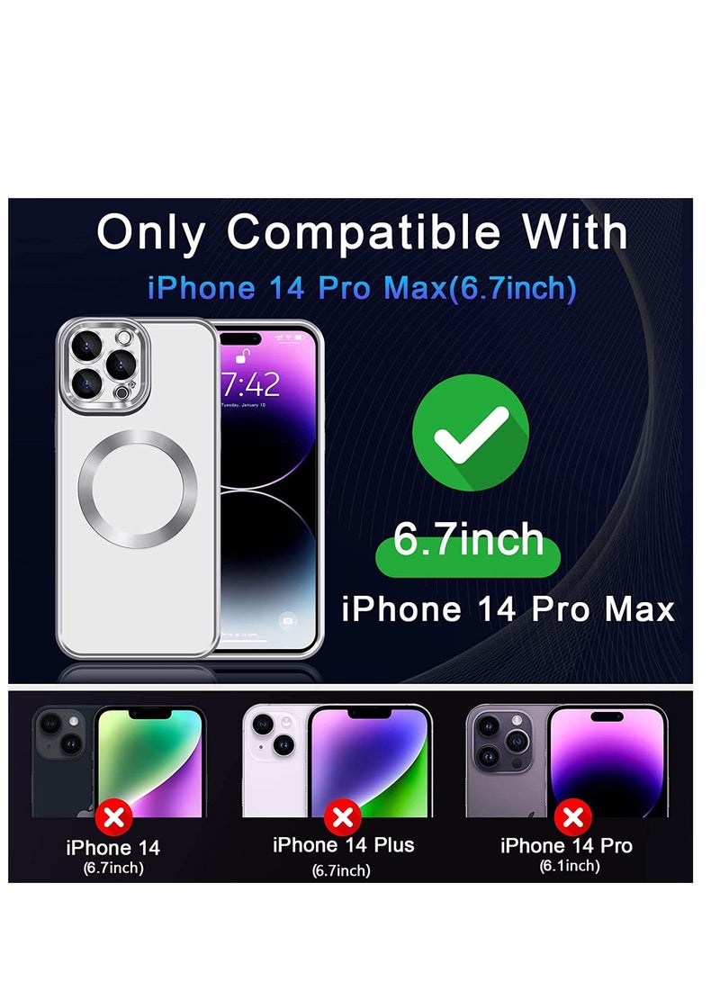 حافظة متوافقة مع آيفون 14 برو ماكس مغناطيسية مع حماية كاملة لعدسة الكاميرا، حافظة واقية من السيليكون الشفاف المطلي بالكهرباء، مقاومة للصدمات 6.7 بوصة - Image 4