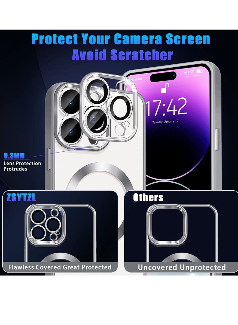 حافظة متوافقة مع آيفون 14 برو ماكس مغناطيسية مع حماية كاملة لعدسة الكاميرا، حافظة واقية من السيليكون الشفاف المطلي بالكهرباء، مقاومة للصدمات 6.7 بوصة - Image 3