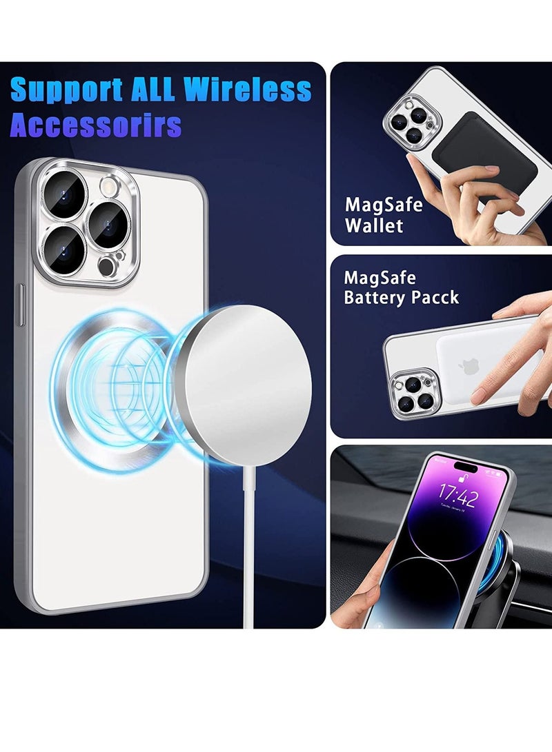 حافظة متوافقة مع آيفون 14 برو ماكس مغناطيسية مع حماية كاملة لعدسة الكاميرا، حافظة واقية من السيليكون الشفاف المطلي بالكهرباء، مقاومة للصدمات 6.7 بوصة - Image 2