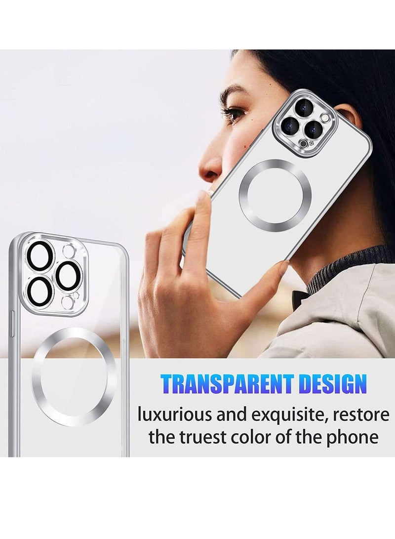 حافظة متوافقة مع آيفون 14 برو ماكس مغناطيسية مع حماية كاملة لعدسة الكاميرا، حافظة واقية من السيليكون الشفاف المطلي بالكهرباء، مقاومة للصدمات 6.7 بوصة - Image 5