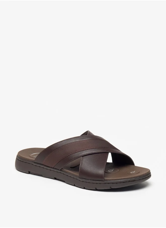 لو كونفورت Men's Solid Slip-On Comfort Sandal