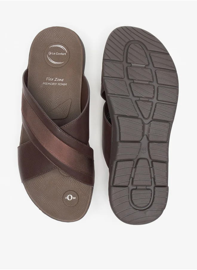 لو كونفورت Men's Solid Slip-On Comfort Sandal