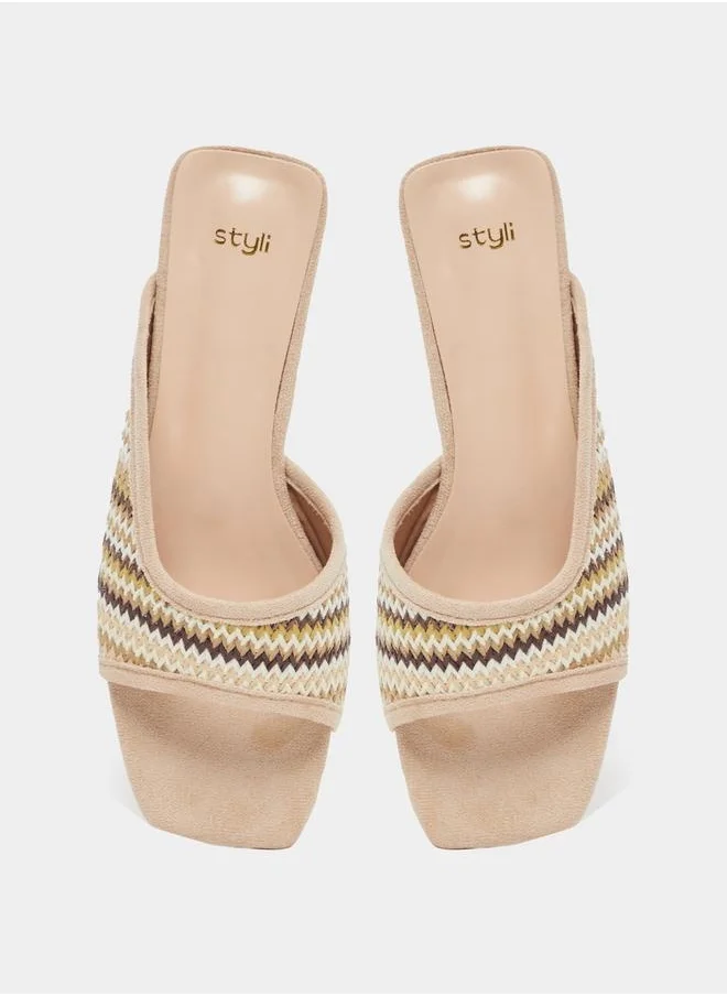 ستايلي Slip-On Open Toe Block Heel Sandals