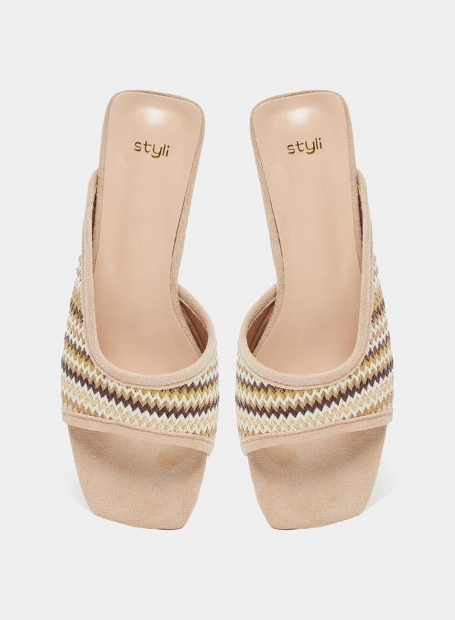 Styli Slip-On Open Toe Block Heel Sandals - Image 5