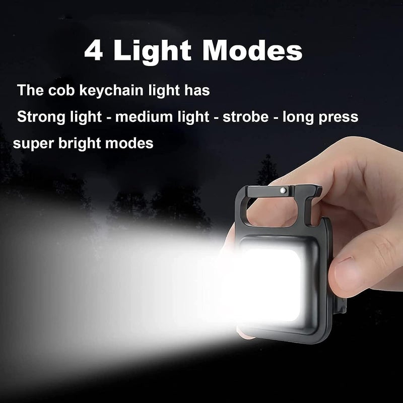 COB Keychain LightRechargeable Led Small Flashlight 500 Lumens Bright 4 Light Modes Pocket Emergency Work Light with Corkscrew Magnet Base for Indoor Outdoor Use YellowPack 1 PC - Image 4